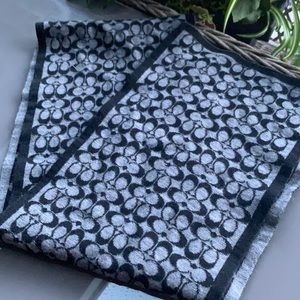 Coach Grey/black Monogrammed MerinoWool Scarf